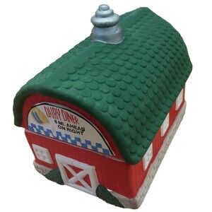 1996 Figi's R. T. Ceramic Red Barn Trinket Box Dairy Diner 5" x 3.75" New